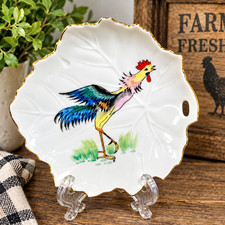 Vintage Rossetti Japan Hand Painted Rooster Porcelain Dish Gold Trim picture