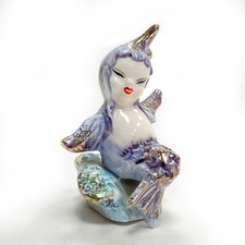 1958 Baby Mermaid Figurine Porcelain Gold Accents 3