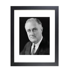 Franklin D Roosevelt President Framed 8X10 Matted Reprint Photo In Black Frame picture