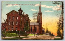 St. Peter & Paul Catholic Church School Huntington Indiana Postcard picture