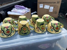 Set of 8 Hand-Painted Mexican Talavera-Style Ceramic Mugs picture