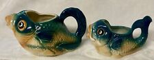 VTG Koi Fish Sugar & Creamer Set Hand-Painted Fish with Handles picture