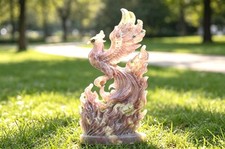 Hand Carved Sesame Stone Phoenix Figurine, Natural Crystal Phoenix Statue Decor picture