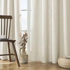 Joydeco Linen Curtains for Living Room,Light Filtering Rod Pocket Back Tab Semi picture