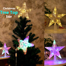 Christmas Tree Topper Lighted LED Star Xmas Light Up Lamp Decor Glitter Gift picture