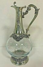 ETAIN STANHO CRYSTAL AND PEWTER FLORAL MOTIF CLARET JUG picture