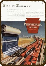 1945 PENNSYLVANIA RAILROAD TRAINS Vintage-Look DECORATIVE REPLICA METAL SIGN picture