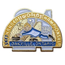 1994 Lefthanders World Championship Curling Oakville Lapel Vest Hat Pin C2 picture