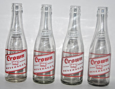 Lot of 4 Vintage Crown Beverages Erie PA Soda Bottles - 1934, 1938, 1945 WWII AC picture