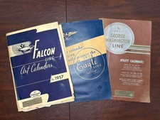 Lot of 3 1950s Calendar Salesman Sampler Kit FALCON GEORGE WASHINGTON EAGLE picture