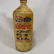 Vintage Holiday Gas Station Store outboard motor oil empty plastic 1 qt. bottle picture