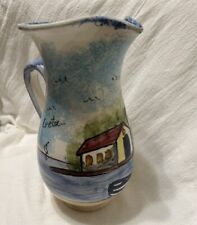 Nautical Beachy Ocean Hand painted Pitcher/handle  Ceramic Glaze Name READ picture