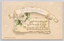 Antique Winsch Easter Postcard Lilies Embossed Gilt Divided Back c1910 picture