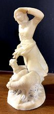Antique Decorative Alabaster Sculpture, Shepard Woman. 9.5