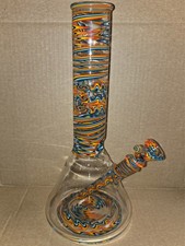 heady glassy by:galanti glass custom rainbow wig wag ice bong water pipe rig picture
