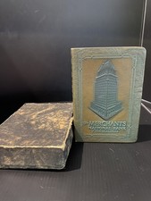 Antique Merchants Bank Mobile Alabama Metal Book Safe No Key Advertising AL  picture