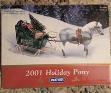 BREYER CHRISTMAS HORSE #700401 JINGLES VINTAGE SLEIGH SET 2001 BOX RETIRED NEW picture