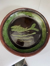 VTG-Redware Patamban Michoacán Mexican Pottery Plate With Fish. Red Pottery picture