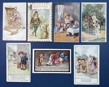 7 Nice Mixture Children Greetings Antique Postcards. Drawn. Humor. EMB, Gold. picture