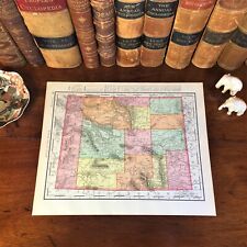 Large Original 1898 Antique Map WYOMING Casper Cheyenne Laramie Gillette Jackson picture