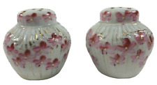 Vintage Hand Painted Japanese Pink Flower Floral Salt and Pepper Shakers picture