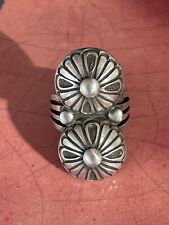Calvin Martinez Sterling Statement Ring, Signed, Sz 9, Master Navajo Silversmith picture
