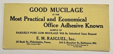Vintage E.M. Raiguel Inc. Office Adhesive Blotter Card Ad Philadelphia & Balt. picture