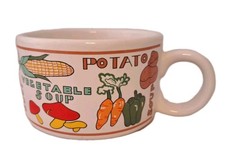 Vintage Soup Mug Handled Bowl Vegetable Themed Ceramic (Q) picture