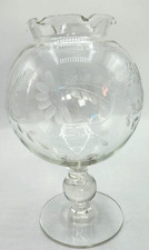Princess House Heritage Crystal Vase Etched Floral Ruffled Rim Rose Bowl New picture