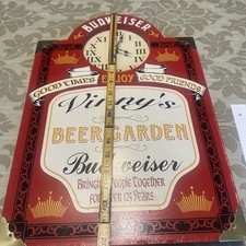 Budweiser Wall Clock Enjoy Good Times Good Friends VINNYS Beer Garden (Works) picture
