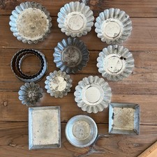 Antique Vintage Tin Baking Molds Cookie Cutters Lot of 17 Primitive Kitchen picture
