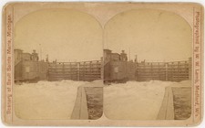 MICHIGAN STEREOVIEW - Sault Ste Marie - Empty Lock - WW Lamb 1880s picture