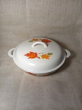 Descoware Belgium Enamel Casserole Dish Autumn Leaves 97-30 H Vtg EUC 12