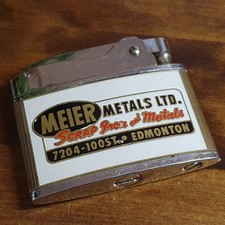 Vintage Flat Advertising Petrol Lighter Meier Metals Ltd Edmonton Alberta Canada picture
