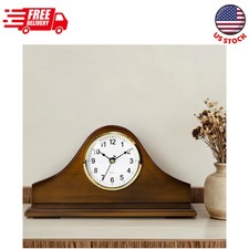 Vintage Tabletop Mantel Clock with Hidden Storage Retro Brown Quartz Desk Decor picture