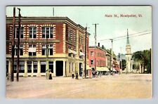 Montpelier VT-Vermont, Main Street, Advertising, Vintage Postcard picture