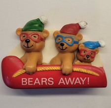 Vintage 1980s Giftco Fridge 3 Bears Away Sled Refrigerator Magnets Complete Set picture