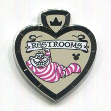 Disney Pin Cheshire Cat Restrooms Hidden Mickey Bathroom Signs COMPLETER Pin picture