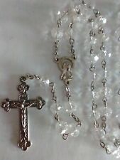 Vintage Catholic Clear Faceted Glass Rosary 20