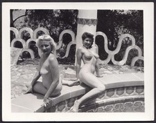Vintage 1950's Girlie PINUP Photo ~ SPIDER POOL ~ Busty Risque B&W Original Nude picture