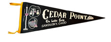 Vintage Cedar Point Lake Erie Sandusky Ohio Souvenir Felt Pennant 29” EUC picture