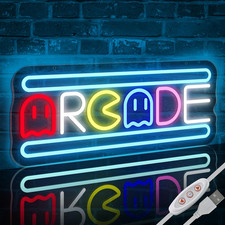 Arcade Neon Light Sign LED USB Powered Dimmable, Retro Ghost Arcade Game Room picture