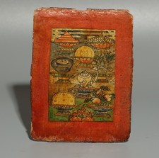 Real Tibet 18th Century Old Antique Buddhist Tsakli Tsaklis Thangka Offerings picture