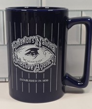 RARE VTG Pinkerton National Detective Agency Logo Ceramic 12 oz Coffee Mug Blue picture