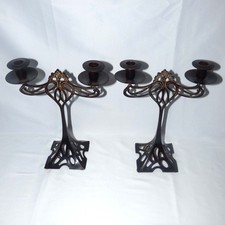 Pair Art Nouveau Jugendstil Brass Candelabra Albert Mayer WMF Style 12.6