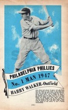 1947 Harry Walker Philadelphia Phillies Baseball Magazine Vintage Poster Page picture