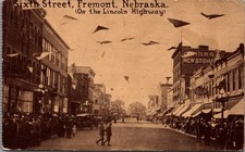 Sixth Street Fremont NE Lincoln Highway Parade RPPC Postcard Vintage picture