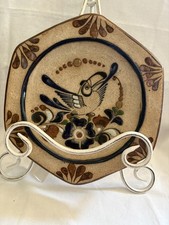 Vintage, Tonala Sandstone Mexican Art, Pottery Hexagon Wall Plate picture