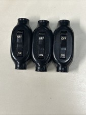 3 Vintage HUBBELL Electrical Snap Switch On Off In Line Cord Lamp Bakelite Black picture