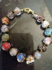 Genuine Murano 8mm Glass Small Bracelet Copper Swirl B picture